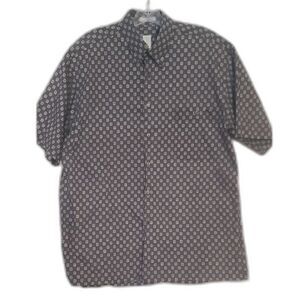 Burma Bibas Mens Vintage Short Sleeve Button Up Shirt Geometric‎ Print Size M